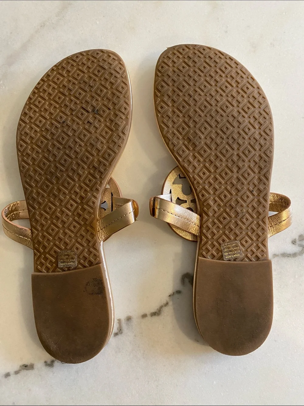 Rose Gold Tory Burch Metallic Gold Miller Thong Sandals